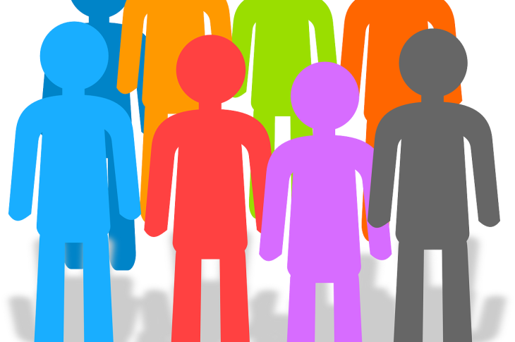 Illustration de groupe de silhouettes colorées alignées
