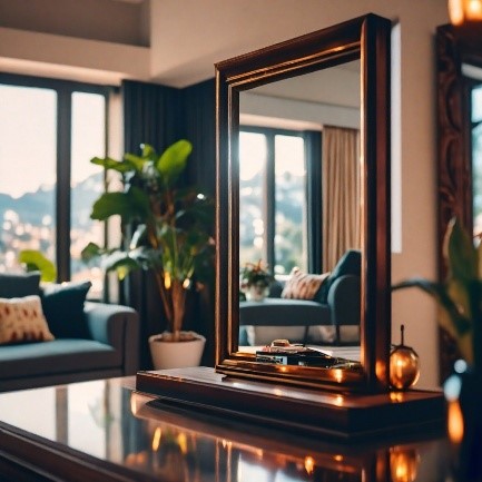 Miroir sur table dans un salon élégant